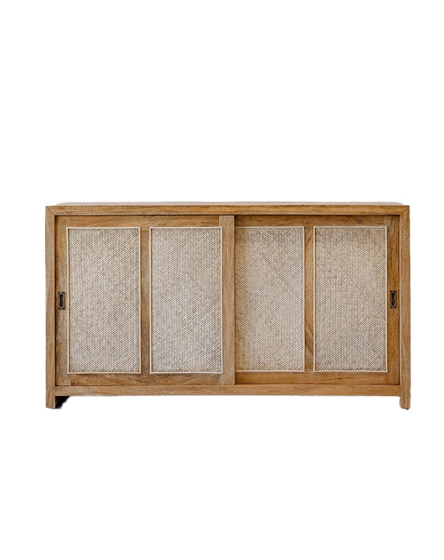 Wooden cabinet with mesh doors on a white background