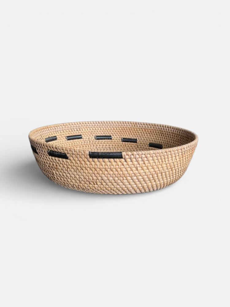 Rattan Bowl w/synthetic motif - Natural/Black
