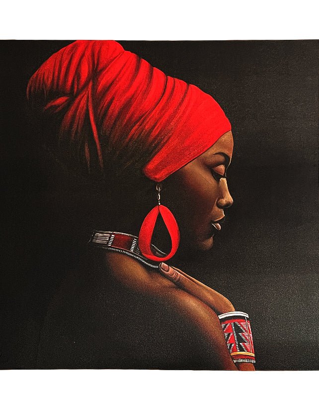 African Lady with Red Head - wrapped Scarf - Homewares - Republic Home