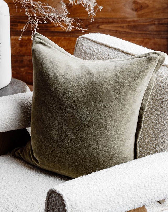 Evelyn Velvet Cushion - Olive - Cushion - Republic Home