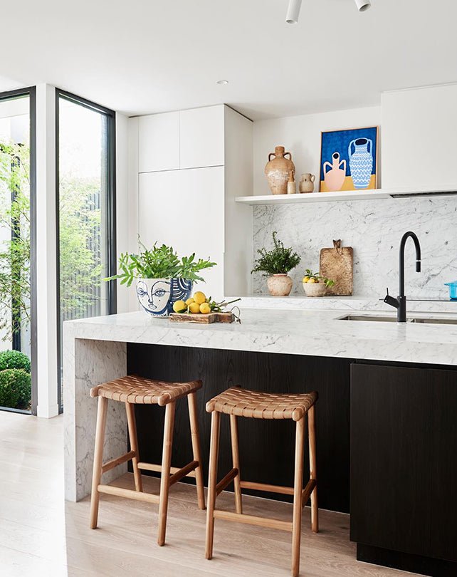 Jerry Counter Stool Strap Leather - White - Furniture - Republic Home