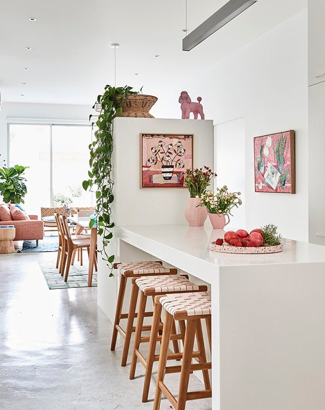 Jerry Counter Stool Strap Leather - White - Furniture - Republic Home