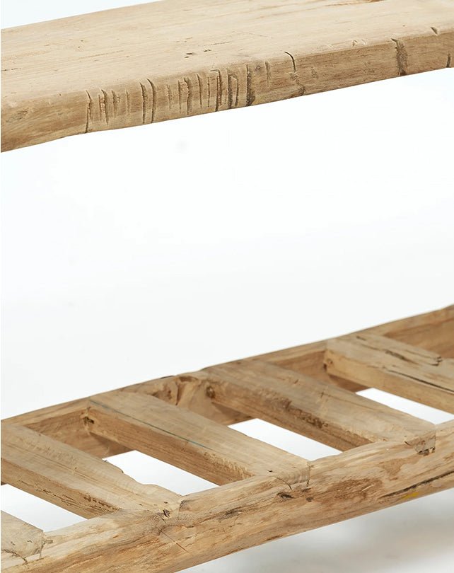 Organic Teak Bench with Slatted Shelf - Furniture - Republic Home