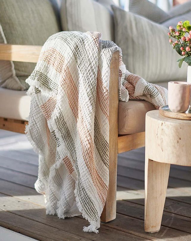 Carnivale Throw - Khaki/ Rose Dust 200x150 - Homewares - Republic Home