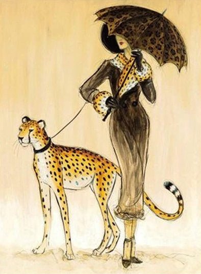 Pet Leopard & Umbrella Lady Gold & Black 110x140 - Homewares - Republic Home
