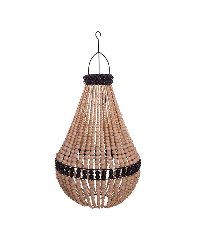 Tenda Wooden Bead Lamp Shade (Natural/Black stripe) - Lighting - Republic Home
