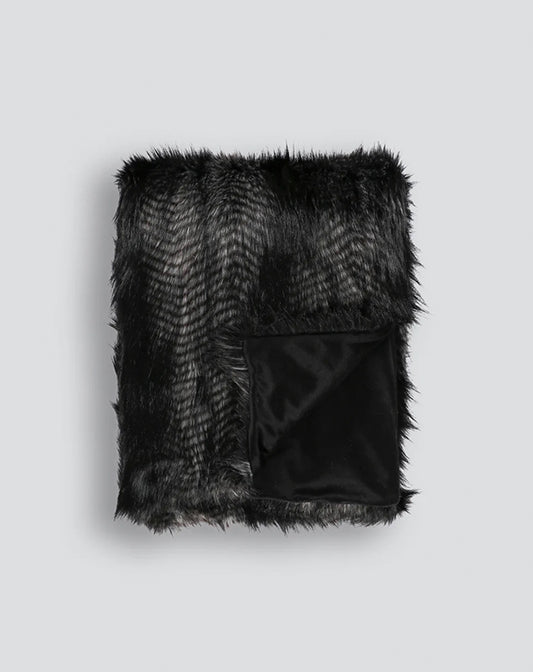 Faux Fur Throw - Black Coyote 150x180