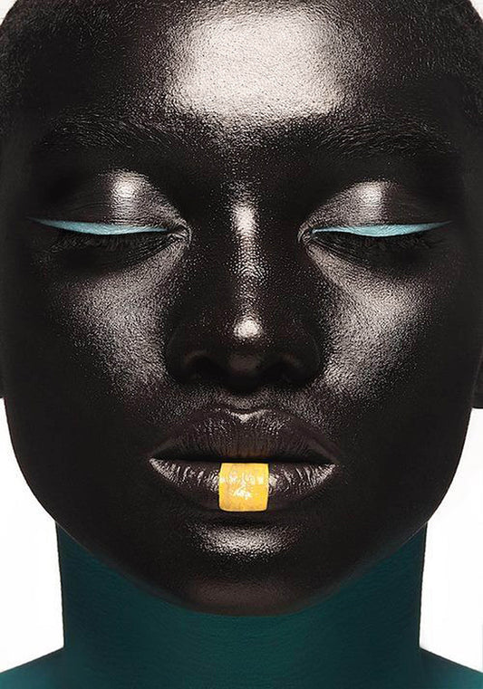 African Face Front Profile - Gold Lip & Blue Eyeliner 110x140