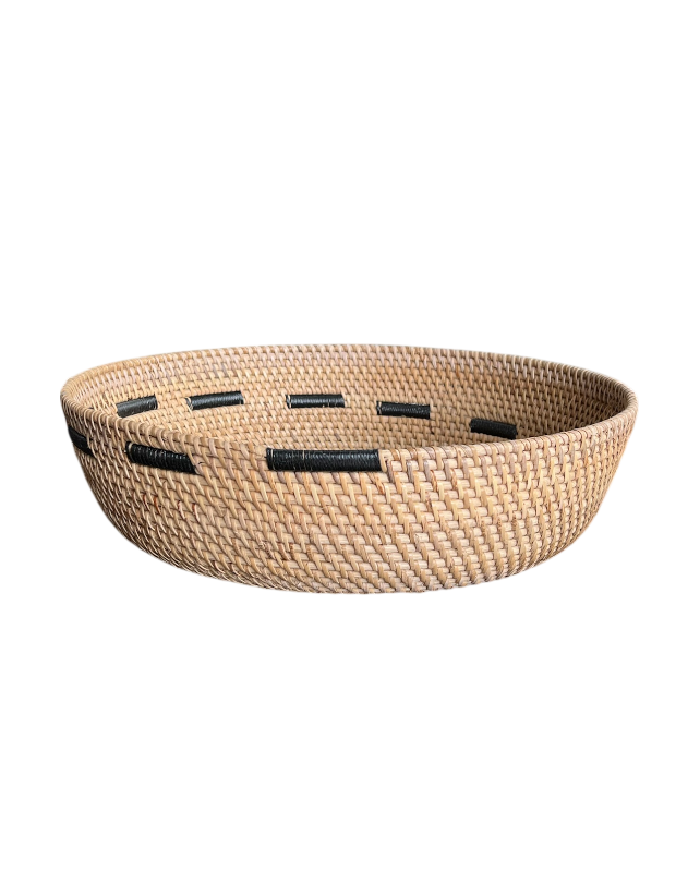 Rattan Bowl w/synthetic motif - Natural/Black