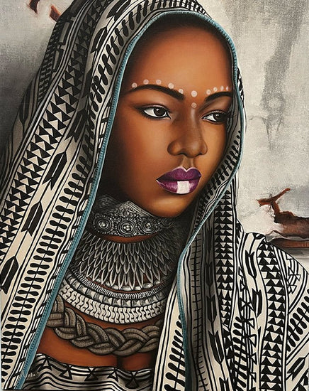 African Lady with ornate scarf & purple lips - Homewares - Republic Home
