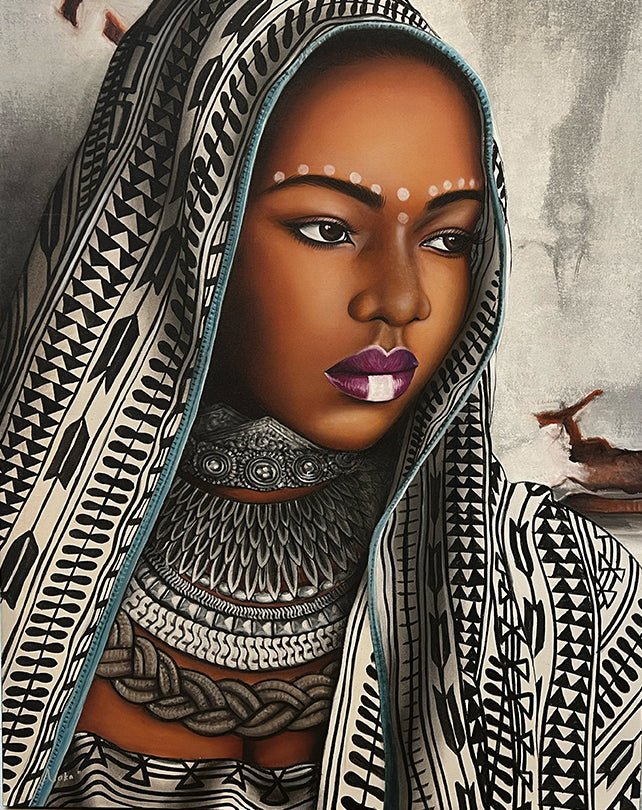 African Lady with ornate scarf & purple lips - Homewares - Republic Home