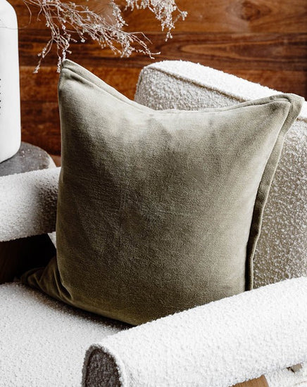 Evelyn Velvet Cushion - Olive - Cushion - Republic Home