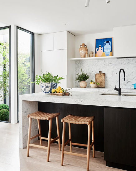 Jerry Counter Stool Strap Leather - White - Furniture - Republic Home