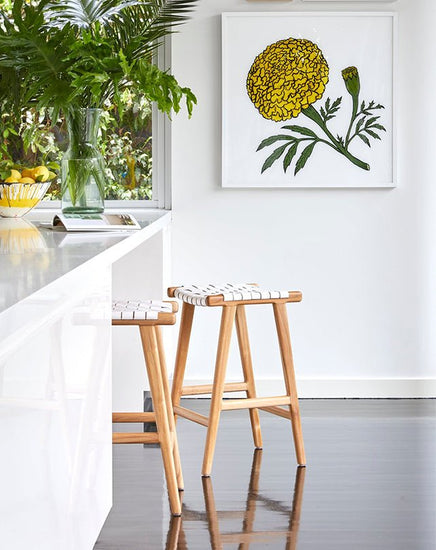 Jerry Counter Stool Strap Leather - White - Furniture - Republic Home