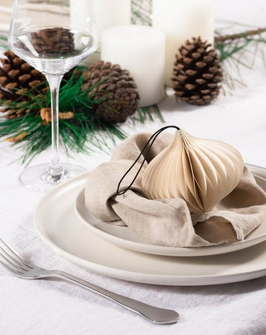 Off - White Paper Jewel Ornament with Silver Glitter Edge - Homewares - Republic Home