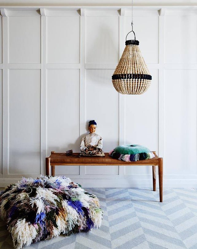 Tenda Wooden Bead Lamp Shade (Natural/Black stripe) - Lighting - Republic Home