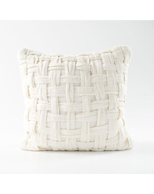 Crosier Handwoven Linen Cushion - Ivory 50x50