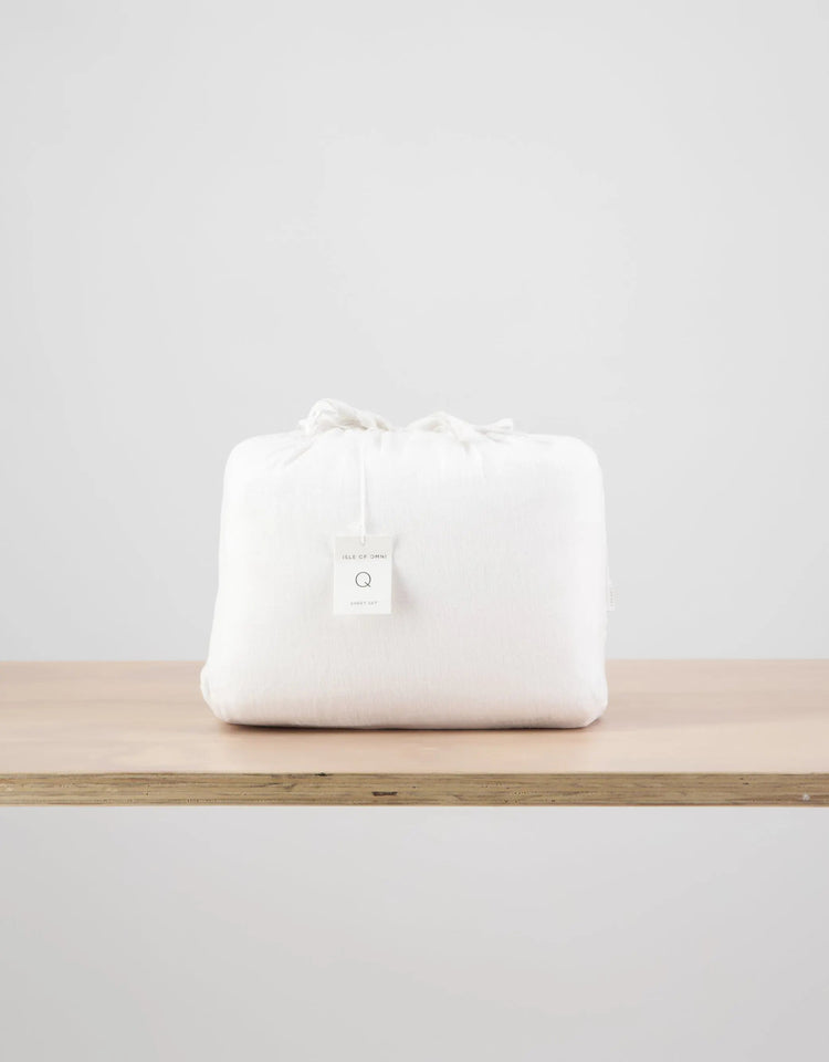 European Linen Sheet Set — White IsleOfOmni