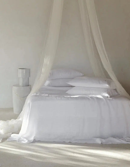 European Linen Sheet Set — White IsleOfOmni