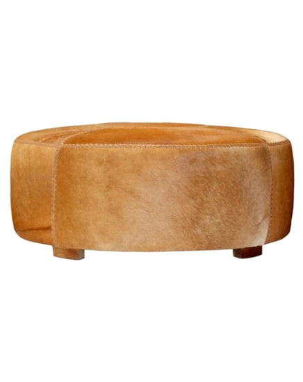 Round Cowhide Ottoman 1m - Tan - Republic Home - Furniture