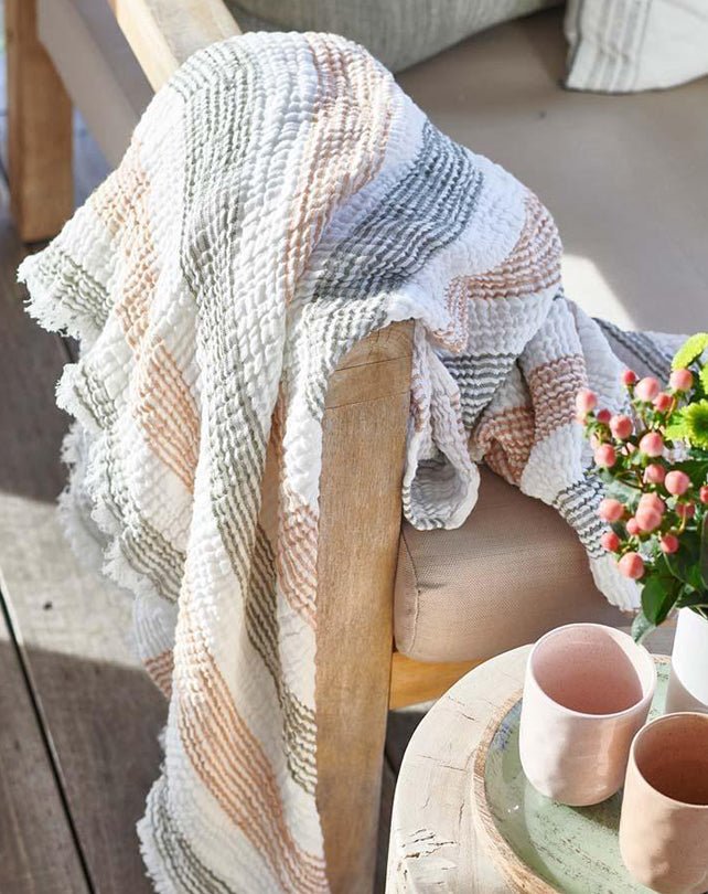 Carnivale Throw - Khaki/ Rose Dust 200x150 - Homewares - Republic Home