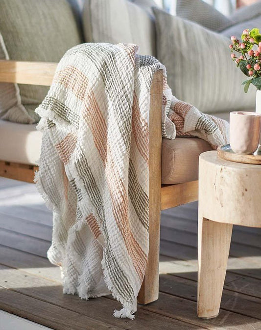 Carnivale Throw - Khaki/ Rose Dust 200x150 - Homewares - Republic Home