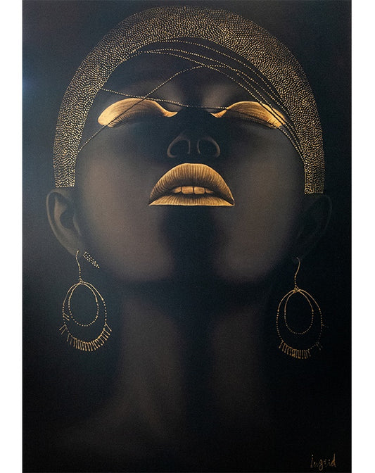 African Face Gold Lips 110x140 - Republic Home - Homewares