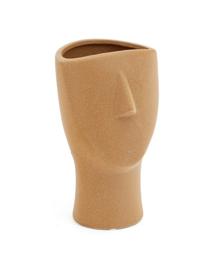 Greer Textured Ceramic Face Vase - Tan - Homewares - Republic Home