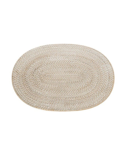 Whitewash Rattan Placemat - Oval - Homewares - Republic Home