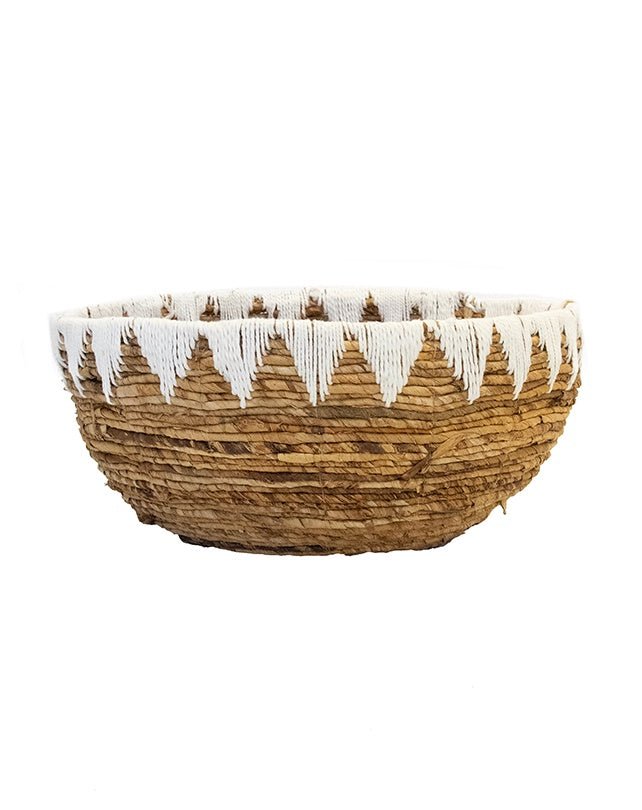 Zig Zag Banana Leaf Bowl - White - Homewares - Republic Home